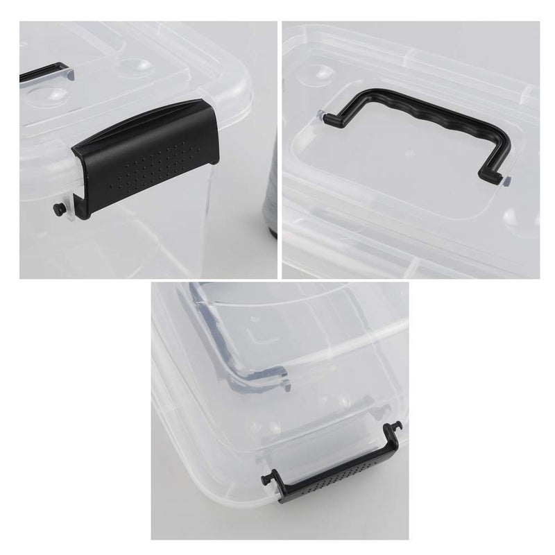 Doryh 5 L Plastic Storage Bin with Lid, Clear Transparent Box With Black Handles Set of 6 - Image 5